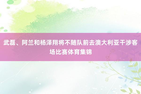 武磊、阿兰和杨泽翔将不随队前去澳大利亚干涉客场比赛体育集锦